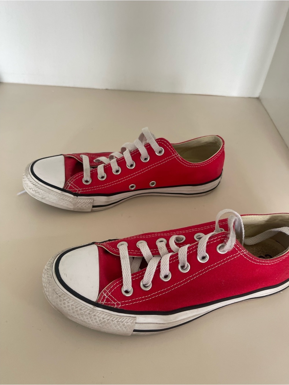 Converse Red Low-Top Canvas Sneakers with White Accents - Picture 4 of 4